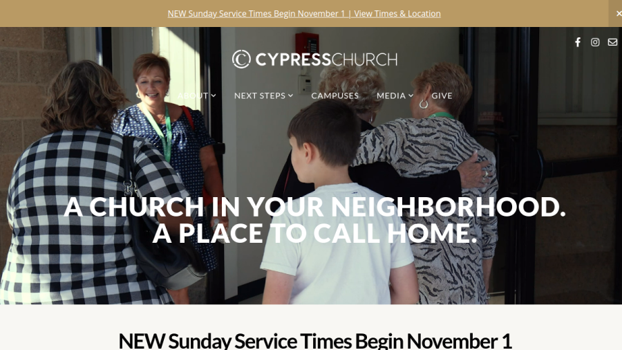 Screenshot of the Cypress Church Alton Darby Campus website