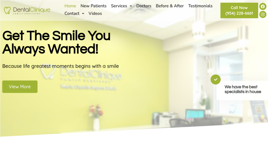 Dental Clinique website screenshot