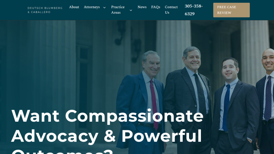 Screenshot of Deutsch Blumberg & Caballero, P.A website