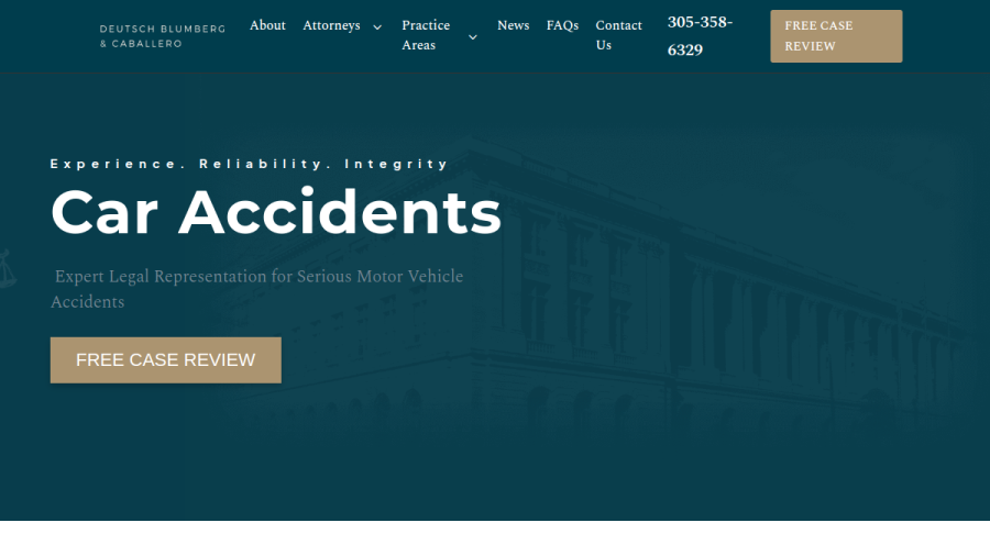Screenshot of the Deutsch Blumberg & Caballero, P.A website