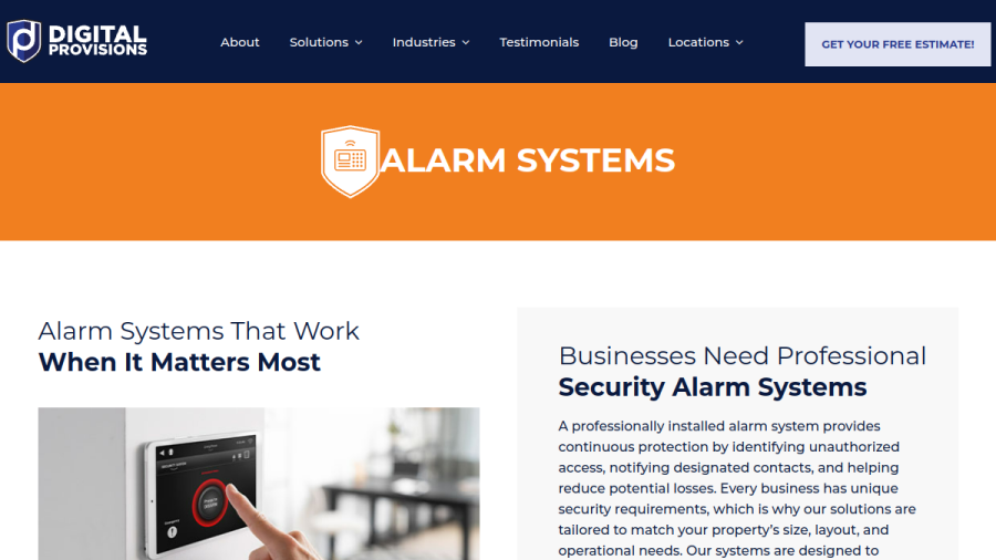 Screenshot of the Digital Provisions website