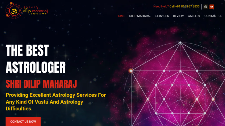 Screenshot of the Dilip Maharaj website