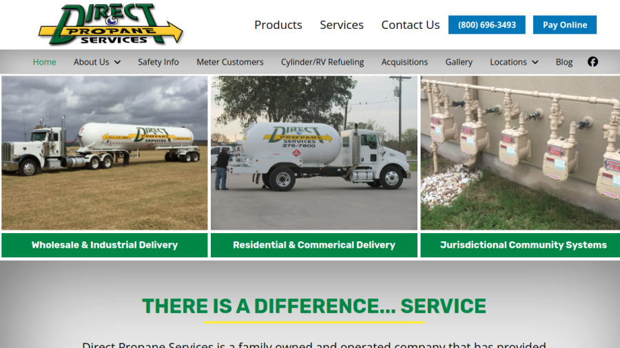 Screenshot of the Direct Propane Services website