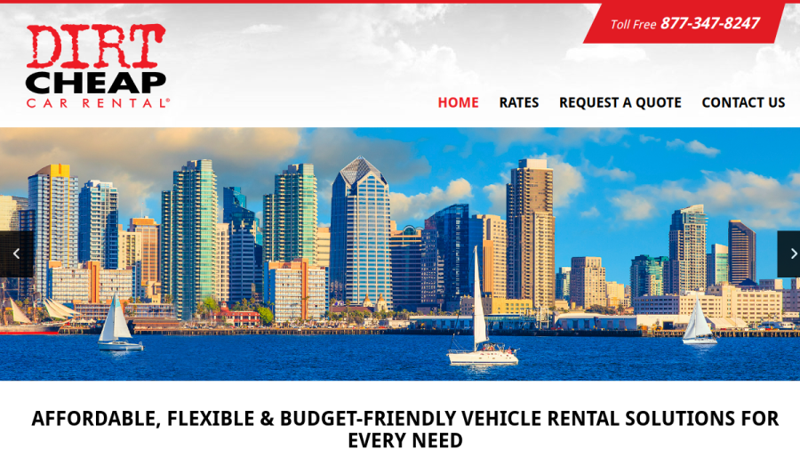 Dirt Cheap Car Rental website