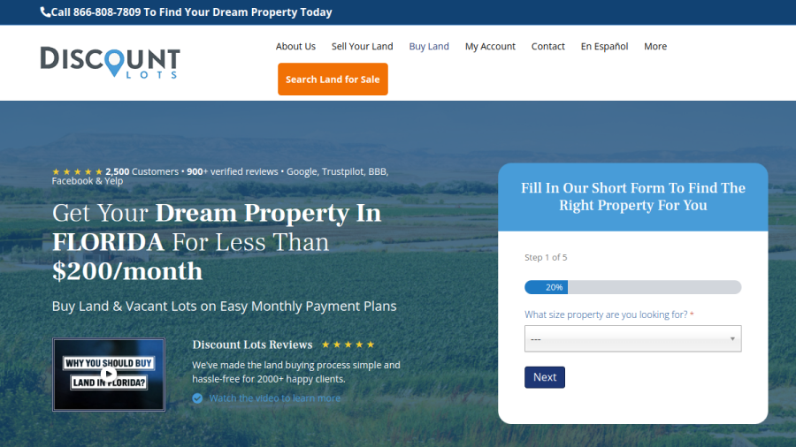 Screenshot of the Discount Lots website