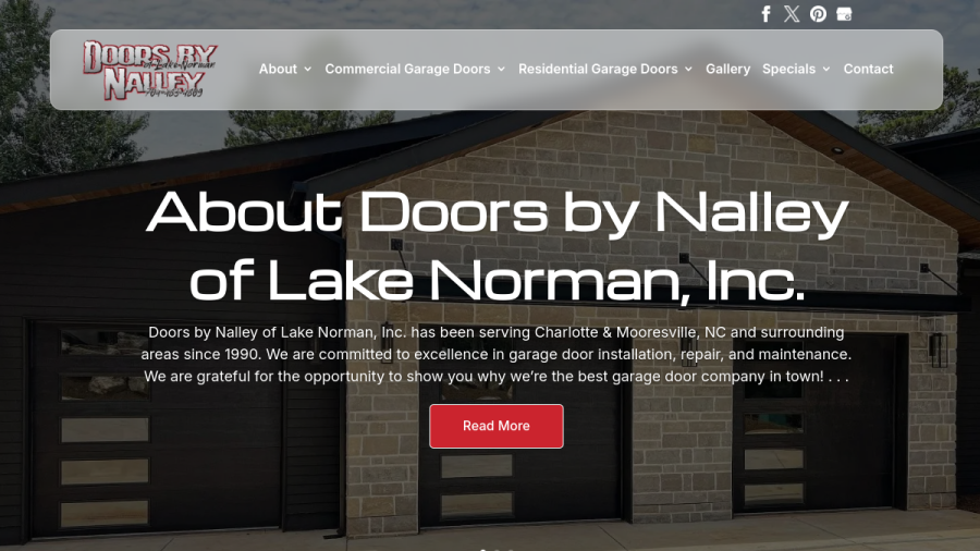Screenshot of the Doors by Nalley Inc website