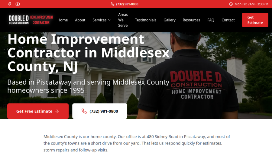 Double D Construction website