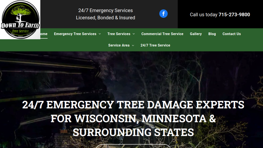 Down To Earth Tree Service website