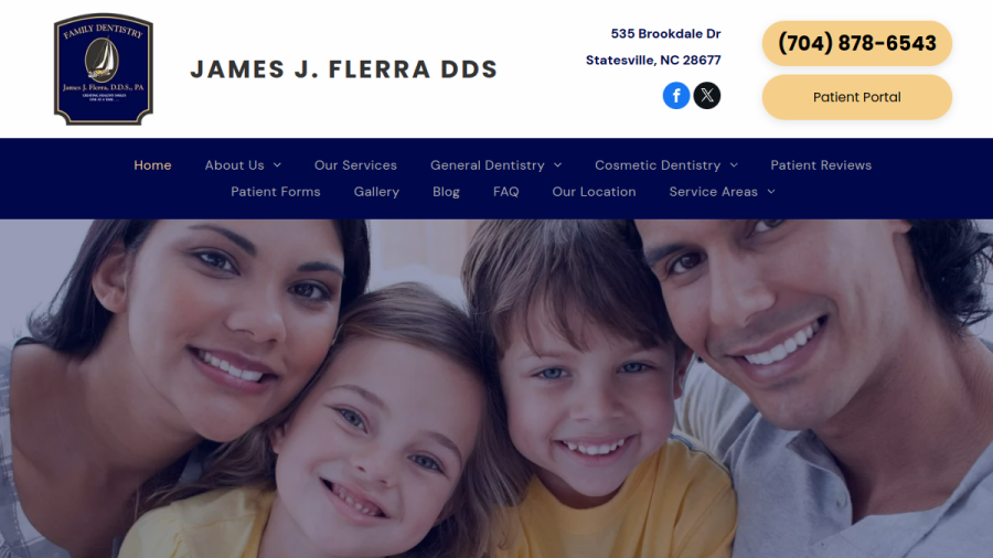 Screenshot of the James J Flerra DDS, PA website