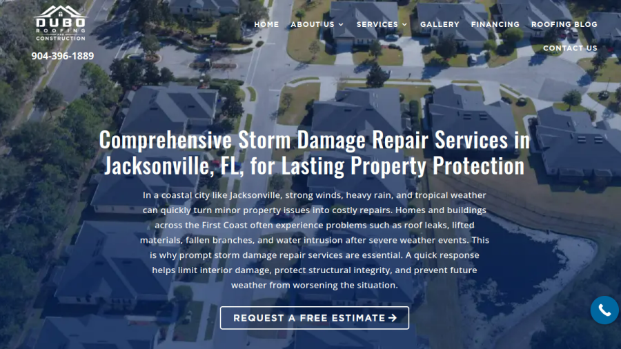 Dubo Roofing and Construction website screenshot