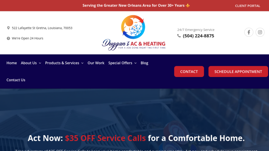 Duggan's A/C & Heating website
