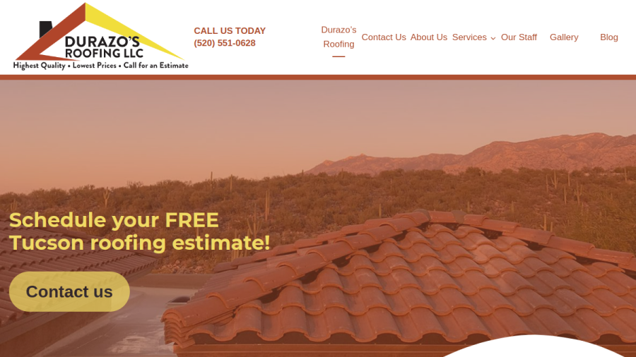 Screenshot of the Durazo's Roofing LLC website