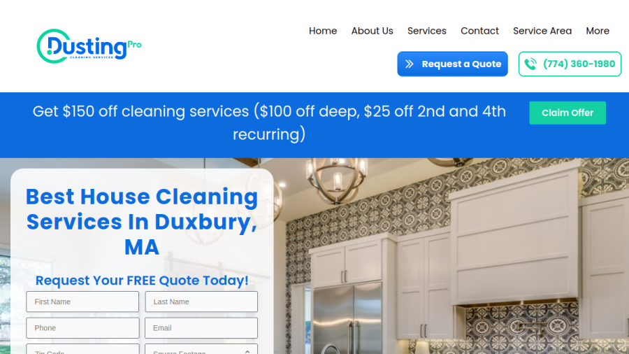 Screenshot of the DUSTING PRO CLEANING website