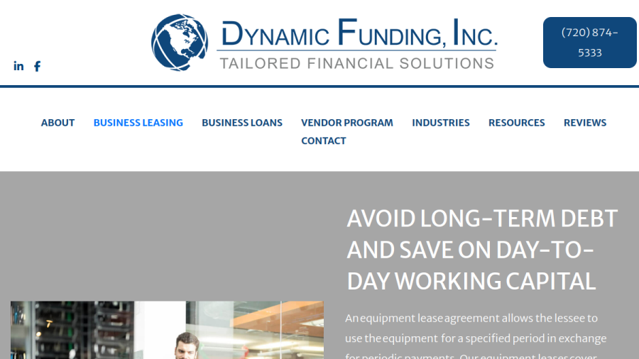 Website screenshot of Dynamic Funding, Inc.