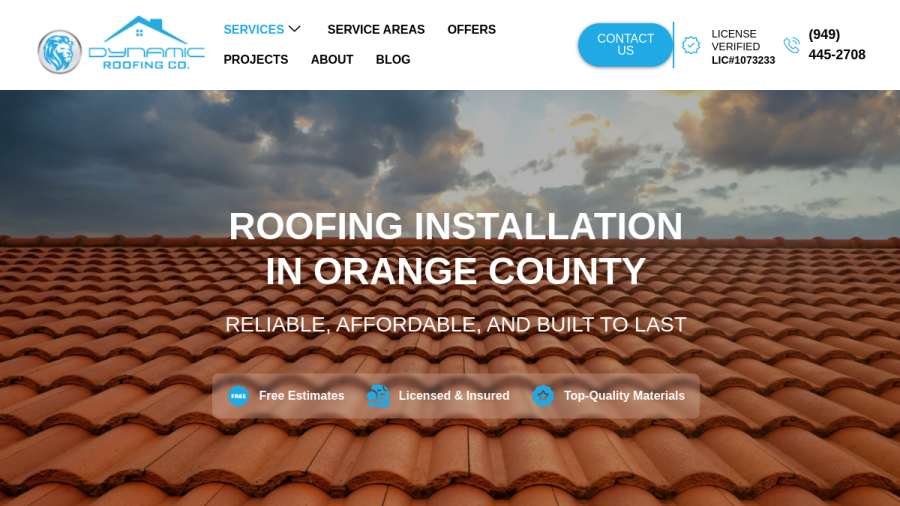 Dynamic Roofing OC website