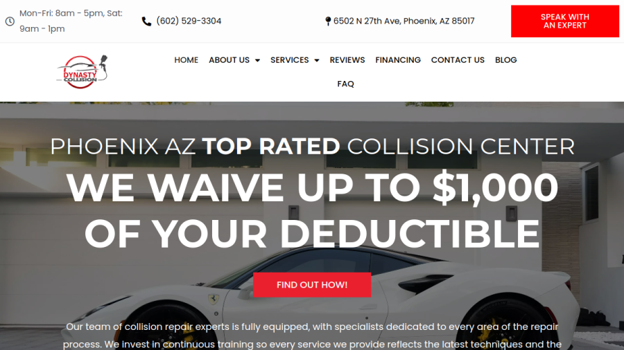 Screenshot of the Dynasty Collision website