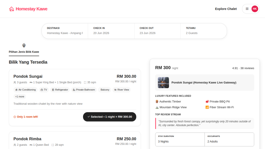 Booking Web site preview