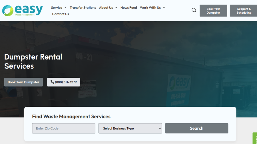 Screenshot of the Easy Waste Management website