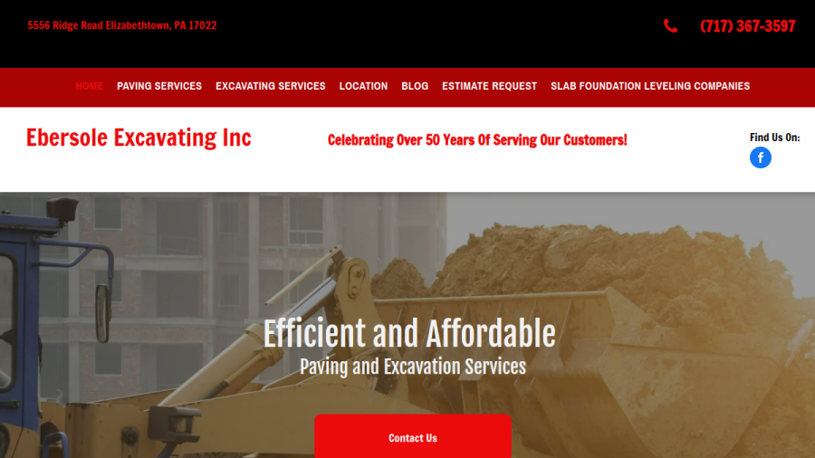 Ebersole Excavating Inc. website