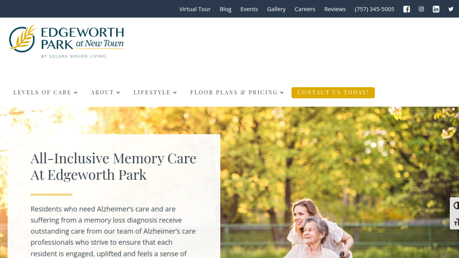 Screenshot of the Edgeworth Park at New Town website