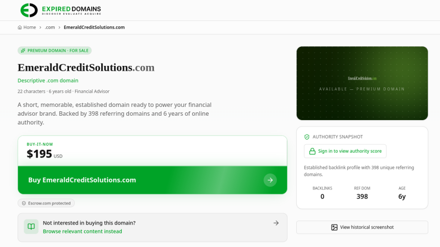 Emerald Credit Solutions website