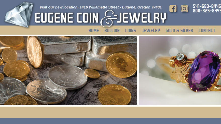 Screenshot of Eugene Coin & Jewelry website