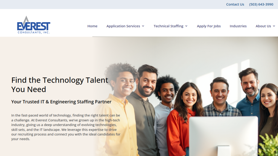 Screenshot of the Everest Consultants, Inc. website