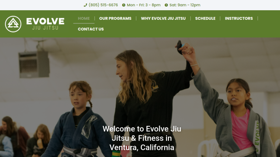 Evolve Jiu Jitsu Ventura website