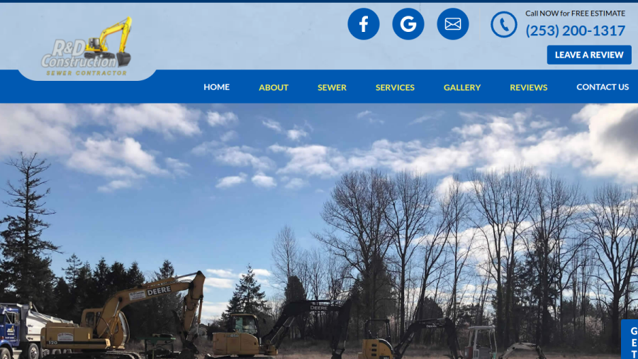 Screenshot of the R & D Construction website
