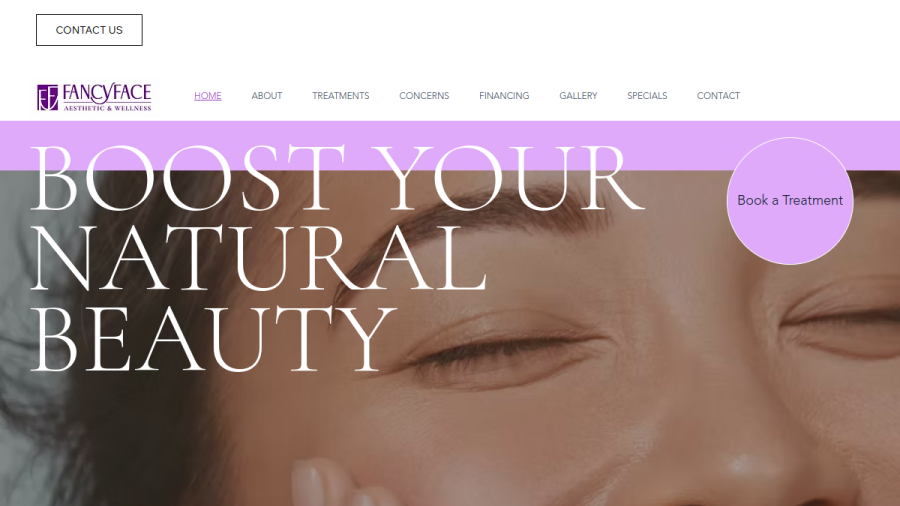 Fancy Face Aesthetic & Wellness website screenshot