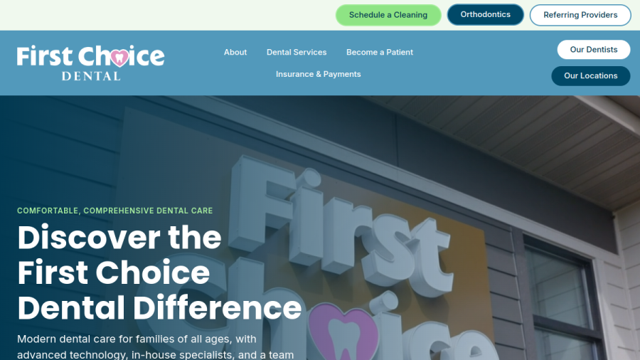 Screenshot of First Choice Dental website