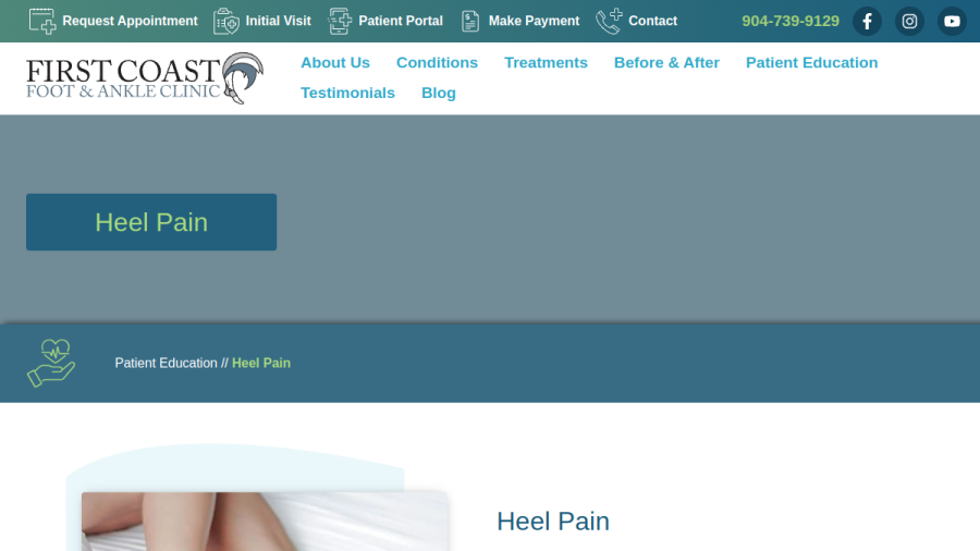 Website screenshot of First Coast Foot and Ankle Clinic