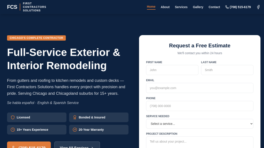 First Contractors Solutions website preview