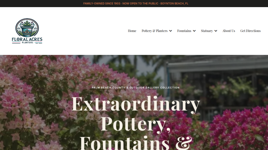 Floral Acres Planters website