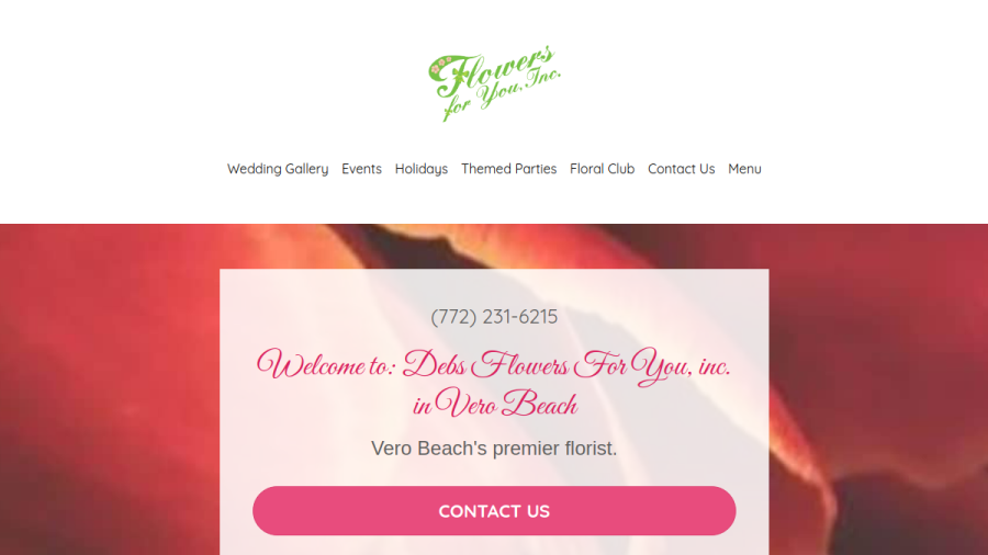 Screenshot of the Debs Flowers For You, inc website