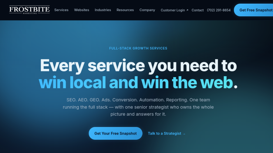 Frostbite Marketing LLC website