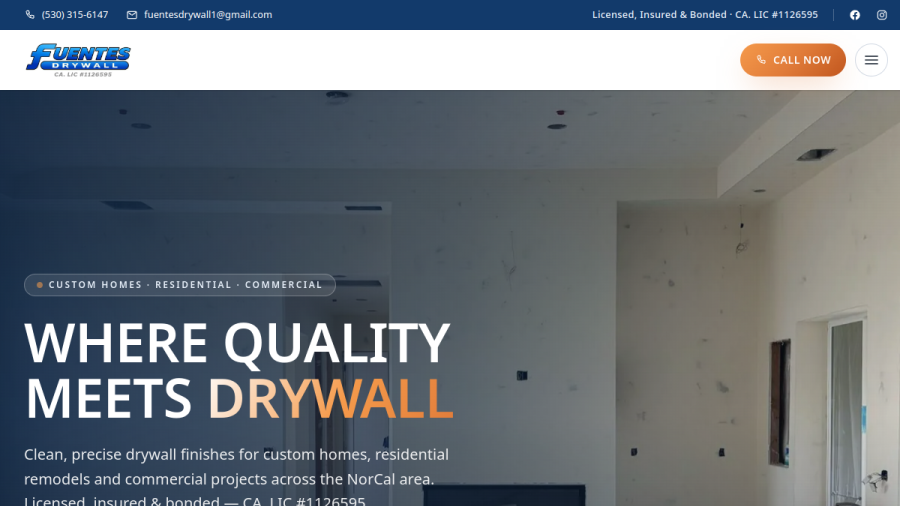 Fuentes Drywall website preview
