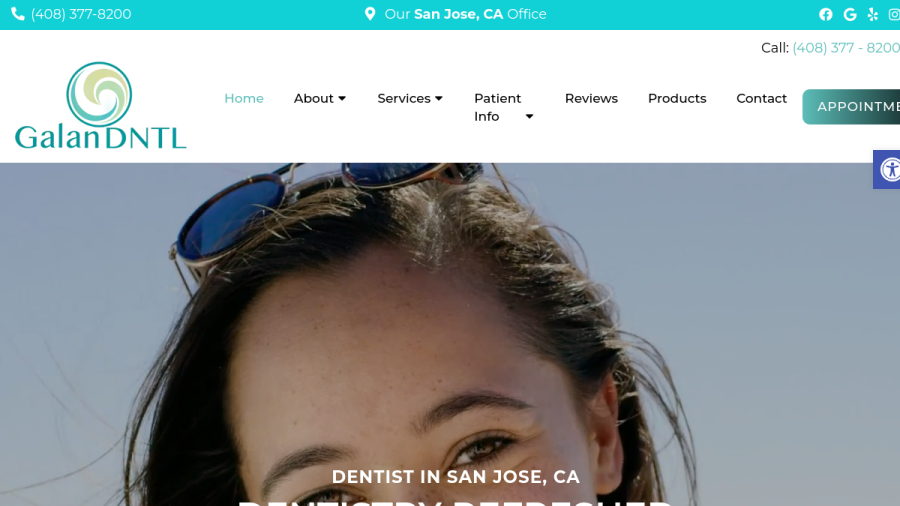 Screenshot of the Galan Dental website