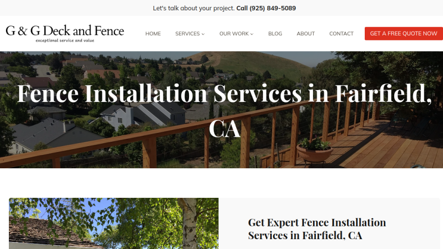 Screenshot of the G & G Deck and Fence website