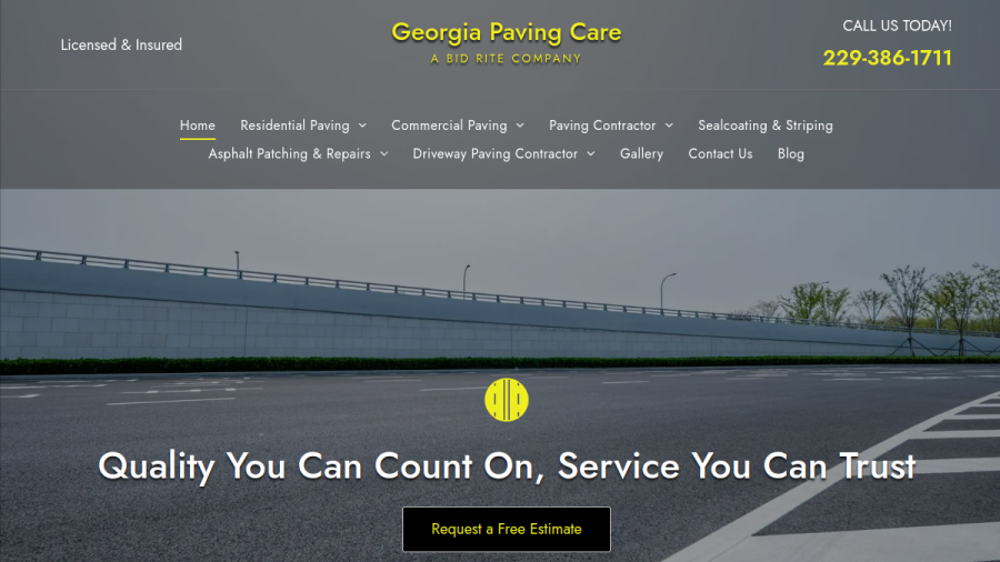 Screenshot of the Bid Rite Paving website