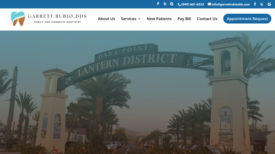 Screenshot of Garrett Rubio, DDS website