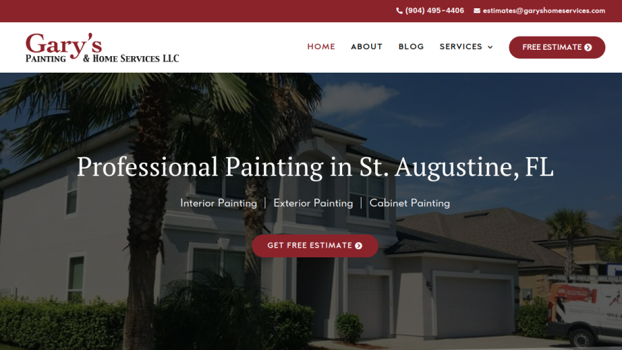 Screenshot of Gary's Painting & Home Services LLC website