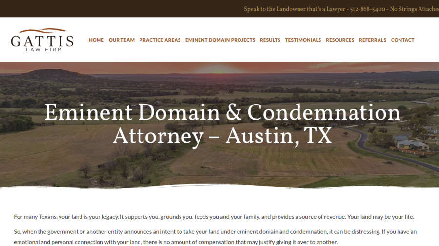 Website screenshot of Gattis Law Firm, P.C.