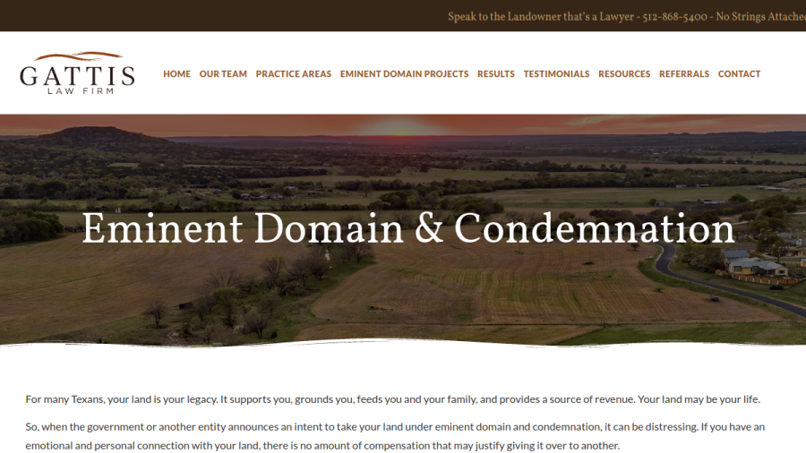 Screenshot of the Gattis Law Firm, P.C. website