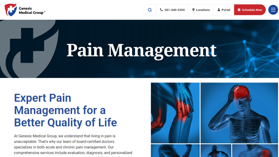 Screenshot of the Genesis Medical Group - Spring website