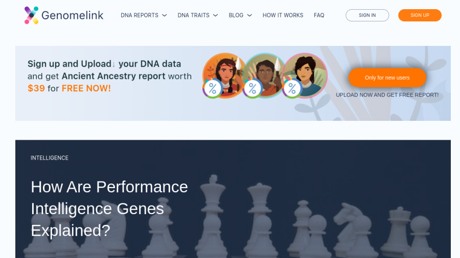 Screenshot of the Genomelink website