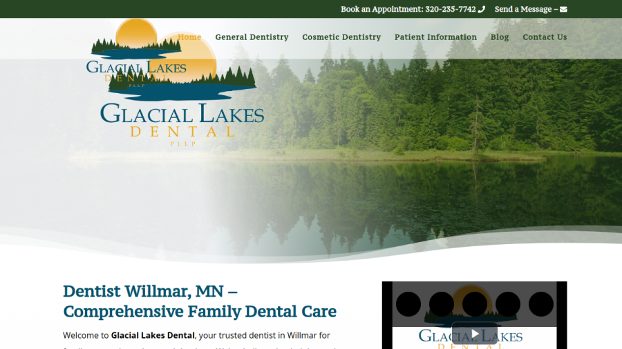 Glacial Lakes Dental website