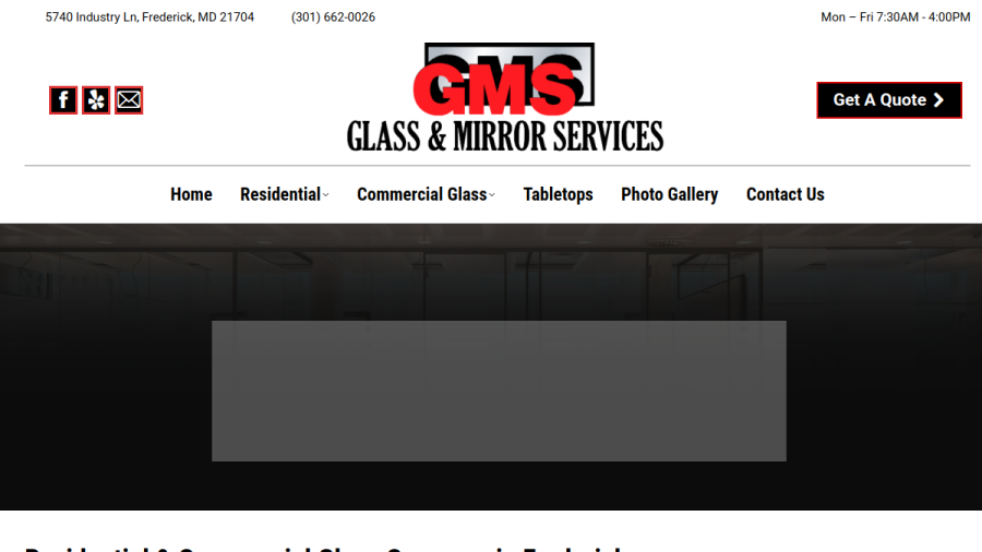 Screenshot of Glass & Mirror Services Inc website