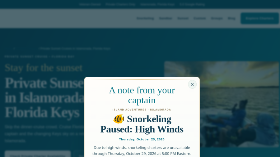 Screenshot of Island Adventures website