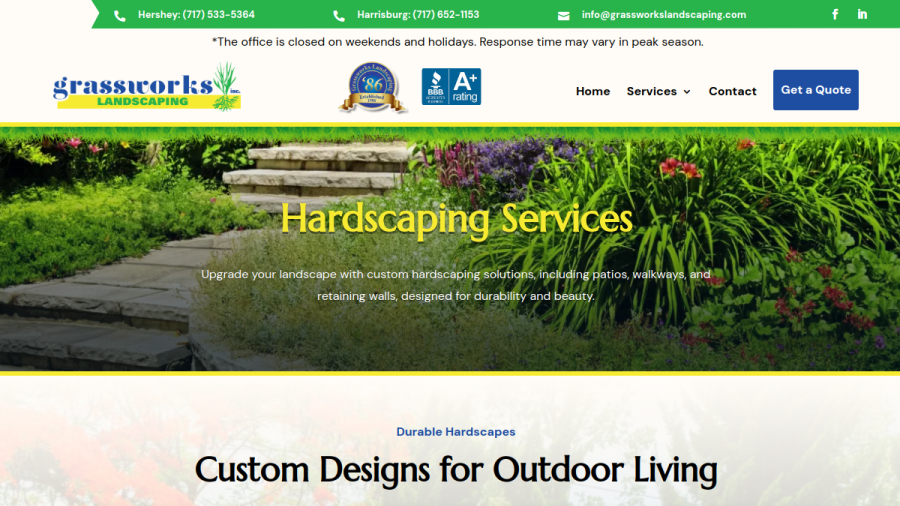 Screenshot of the Grassworks Inc website